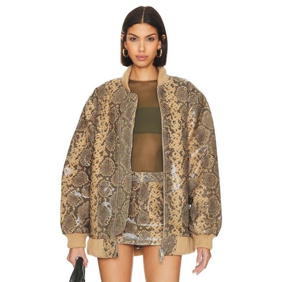 retrofete Halle Leather Jacket in Tannin Snake XSmall New Womens Coat - Picture 14 of 16